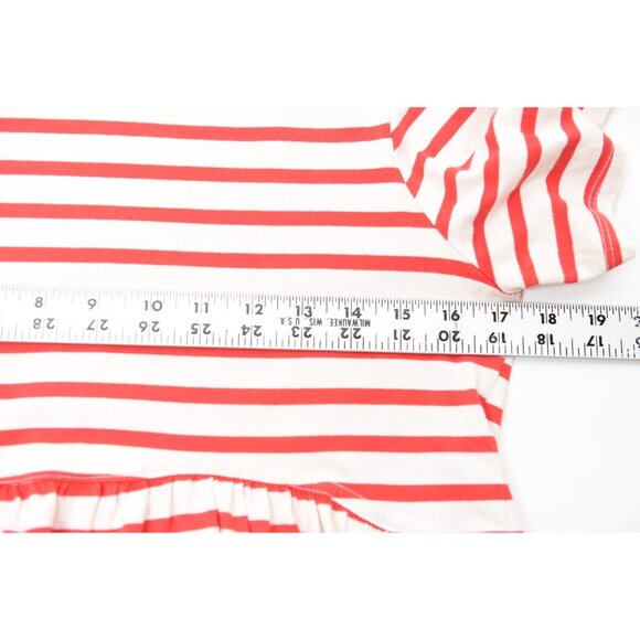 Zara Red and Ivory Striped Peplum Waist Short Sleeve Tee Shirt Blouse Size S - Picture 7 of 10